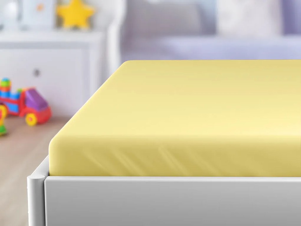 Cearsaf Jersey pentru patut de copii EXCLUSIVE 70x140 cm galben deschis