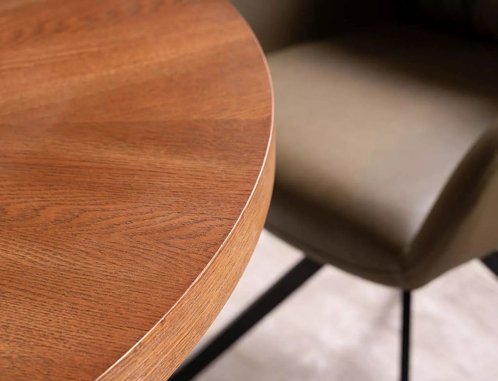 Masa rotunda de dining AMADEO 100x100 cm, decor nuc