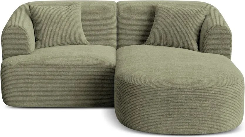 Colțar verde cu tapițerie din catifea reiată (cu colț pe partea dreaptă/cu șezlong) Campi – Cosmopolitan Design