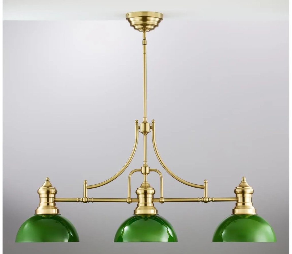 Lustră cu tijă PLATINO Jupiter 2074, 3xE27/15W/230V, verde/auriu