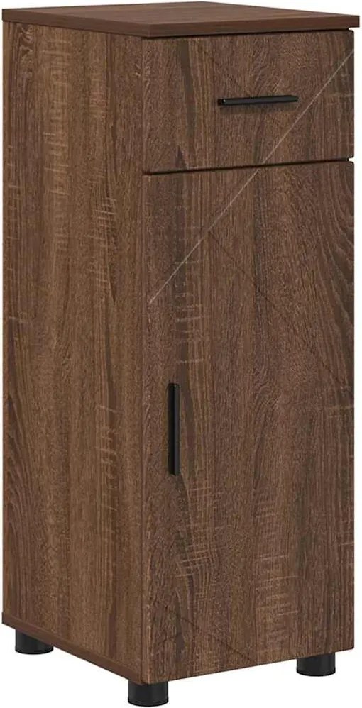 vidaXL Dulap de Baie cu sertar cu ușă Stejar închis 30 x 35 x 80 cm