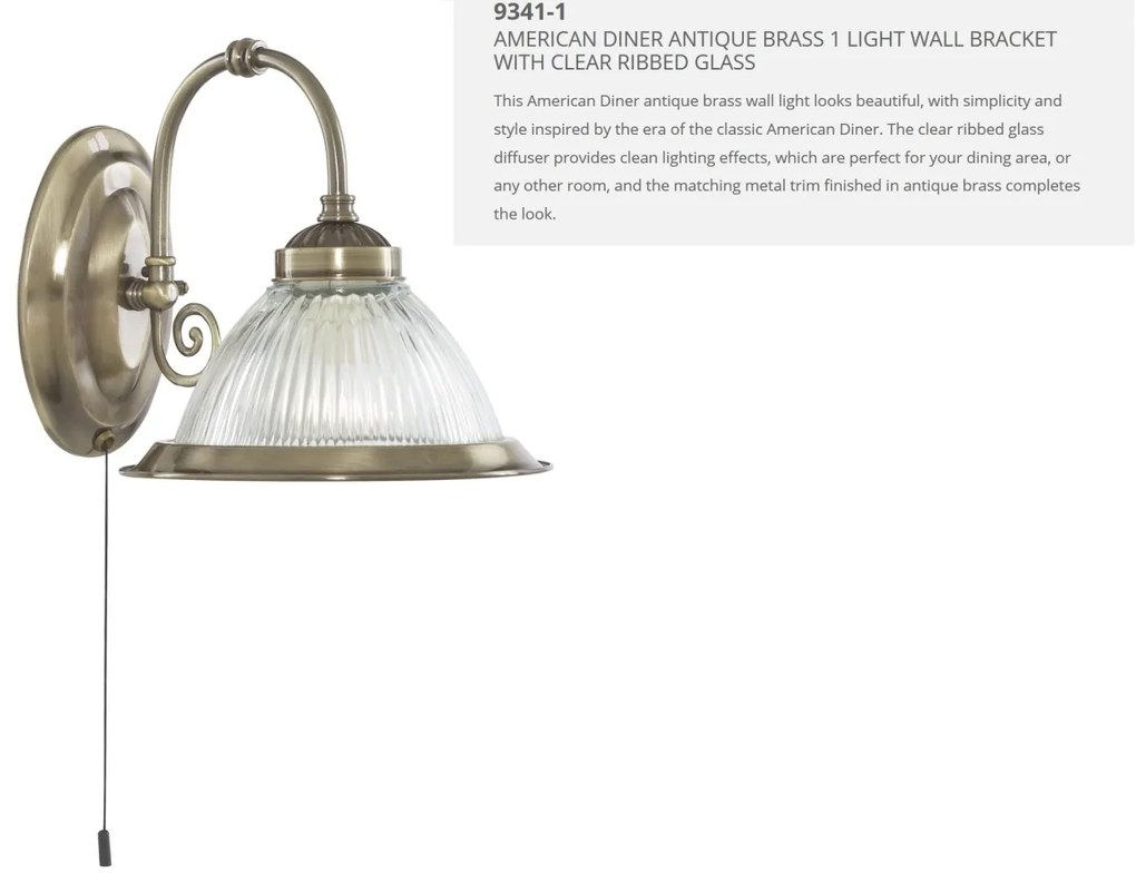 Aplica de perete stil clasic American Diner alama antic 9341-1 SRT