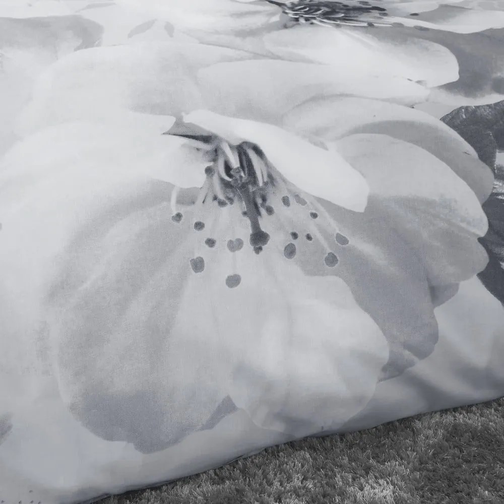 Lenjerie de pat Catherine Lansfield Dramatic Floral, 200 x 200 cm, gri