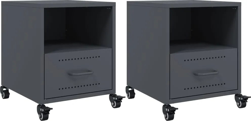 vidaXL Noptiere, 2 buc., antracit, 36x39x43,5 cm, oțel