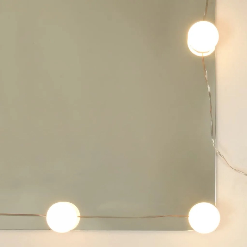 Masa toaleta cu LED   2 dulapuri alb extralucios lemn prelucrat