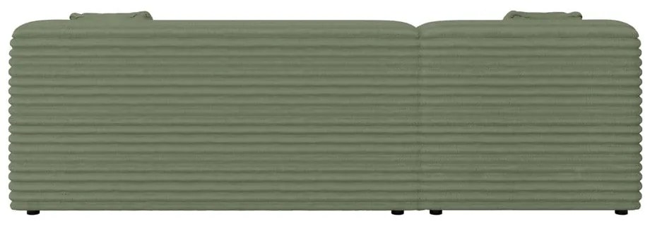 Colțar verde cu tapițerie din catifea reiată (cu colț pe partea stângă, cu șezlong) Martin – Ropez