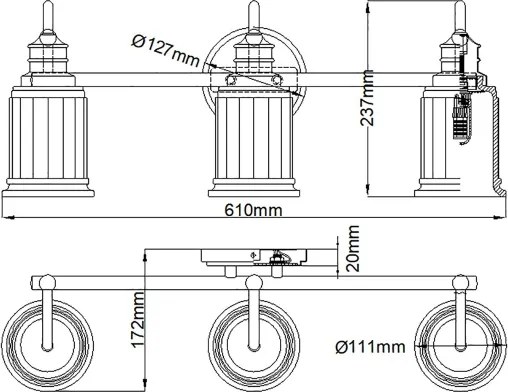Quoizel QZ-SWELL3-BB-BATH-LED Aplica de perete pentru baie SWELL 3xG9/3W/230V IP44 auriu