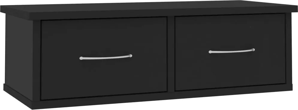 vidaXL Raft de perete cu sertar, negru, 60x26x18,5 cm, lemn prelucrat