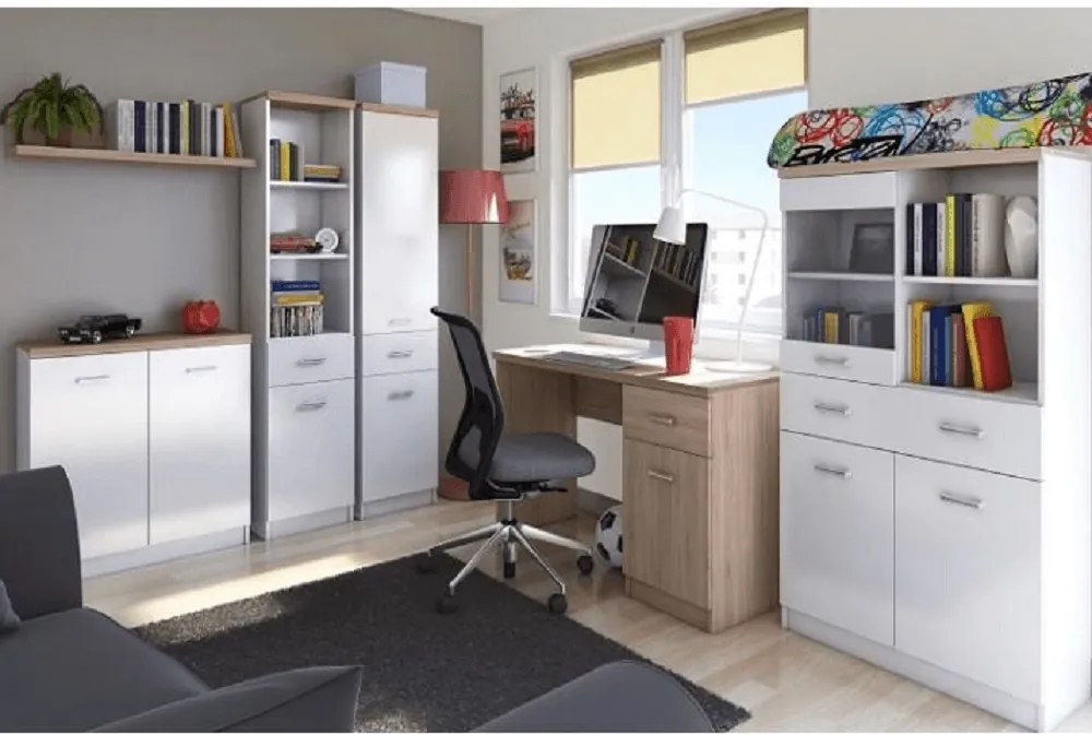 Dulap 2D1S, alb/stejar sonoma, TOPTY 05