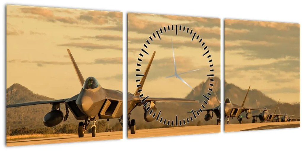 Tablou - Aviație (cu ceas) (90x30 cm)