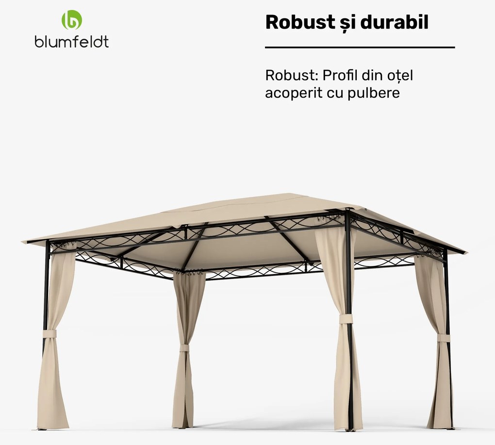 Blumfeldt Foișor Mondo 3x4 cu cadru metalic și 4 pereți laterali