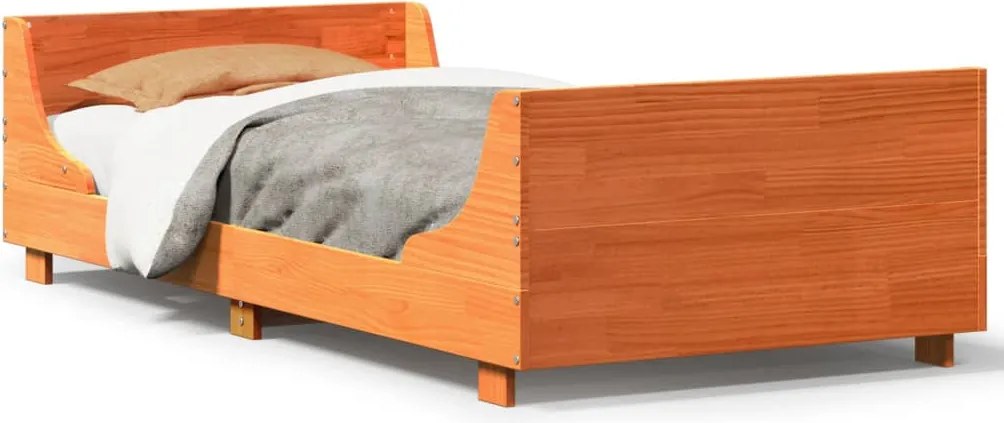 vidaXL Pat de zi fără saltea, maro ceruit, 90x200 cm, lemn masiv pin