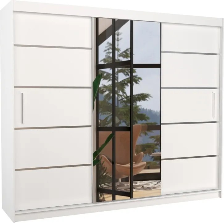 Dulap cu usi glisante si oglinda 250x215 cm, Salto, ADRK Furniture (Culoare: Negru)