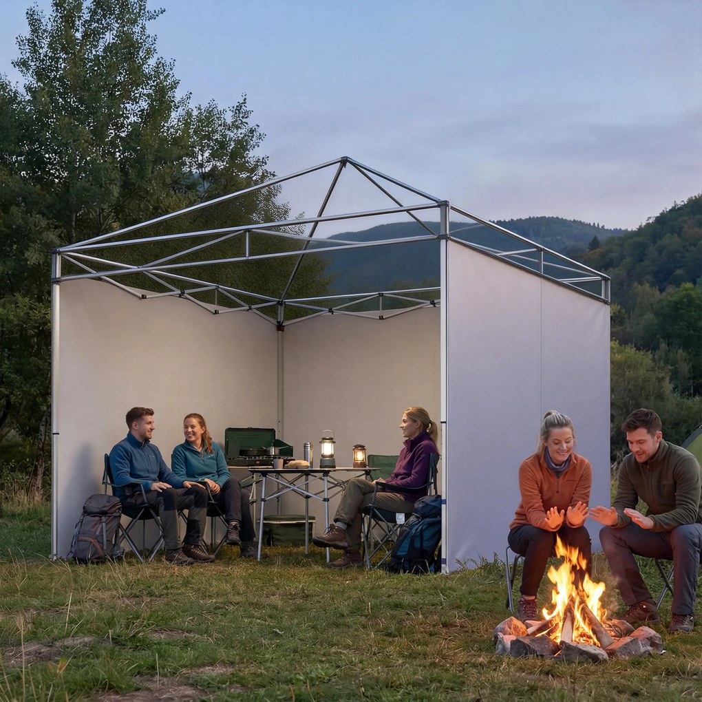 Outsunny 3 Pereți Laterali pentru Pavilioane 300x300 cm, 300x200 cm, Pereți Laterali de Rezervă din Țesătură Oxford cu Fermoar, Albastru | Aosom Romania