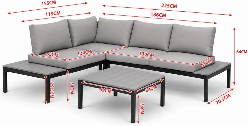 Set mobilier de grădină LIVORNO gri