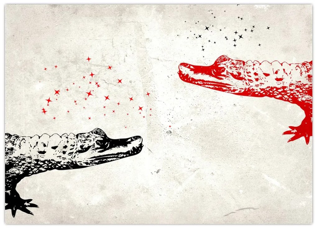 Tablou pe sticlă - Crocodili (70x50 cm)