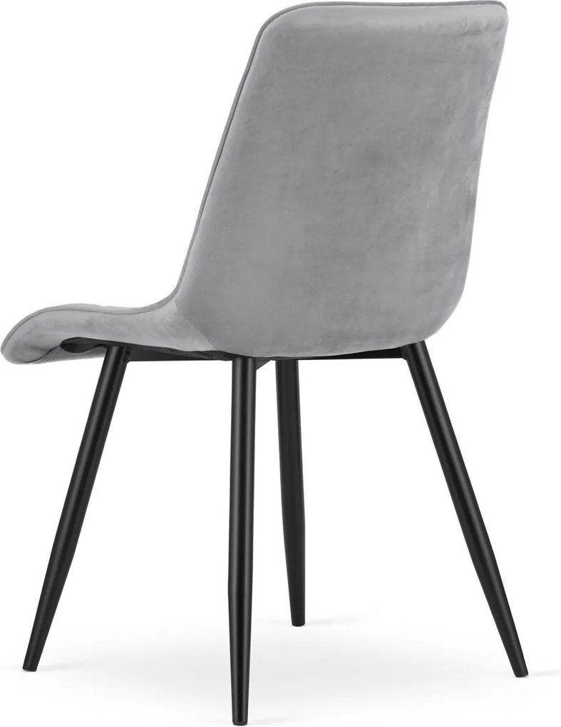 Scaun de masa SPLIT VELVET cu picioare negre, gri deschis