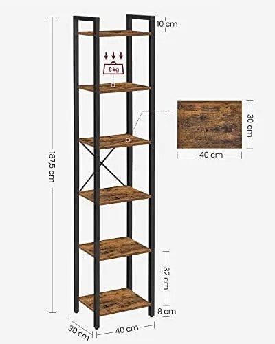 Raft maro TAYLOR cu structura neagra, 6 rafturi