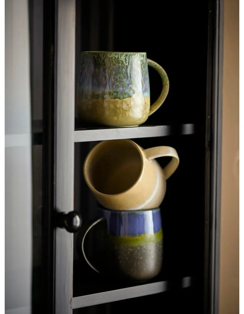 Căni albastre/bej 3 buc. din gresie 460 ml Cloe – Bloomingville