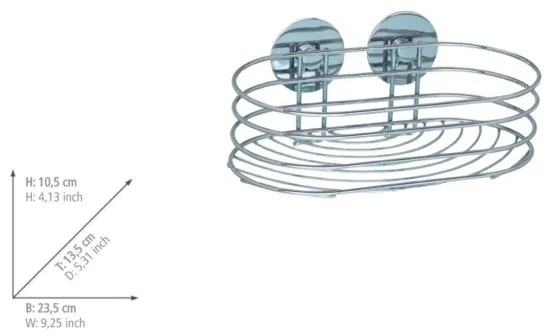 WENKO 18775100 - Poliță rotundă TURBO-LOC din oțel, 23,5 x 13,5 cm, crom lucios