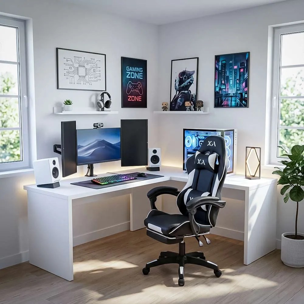 Scaun de gaming din stofa cu spatar rabatabil OFF 295 negru