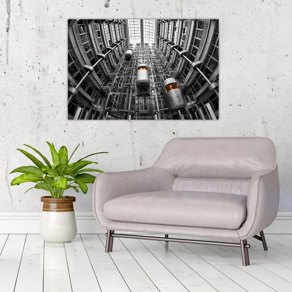 Tablou cu lift în clădire (90x60 cm)