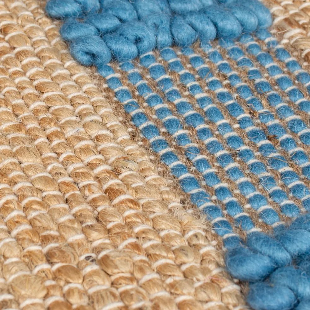 Covor tip traversă albastru/în culoare naturală țesut manual din amestec de iută 60x230 cm Medina Jute – Flair Rugs