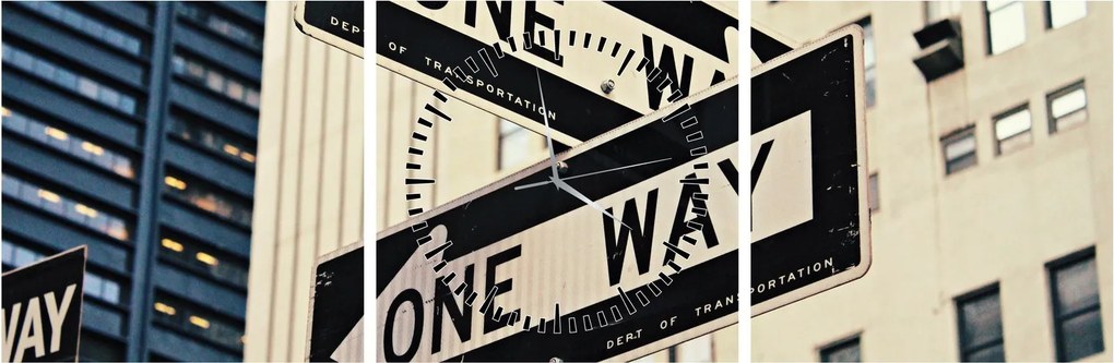 Tablou - New York ONE WAY (cu ceas) (90x30 cm)