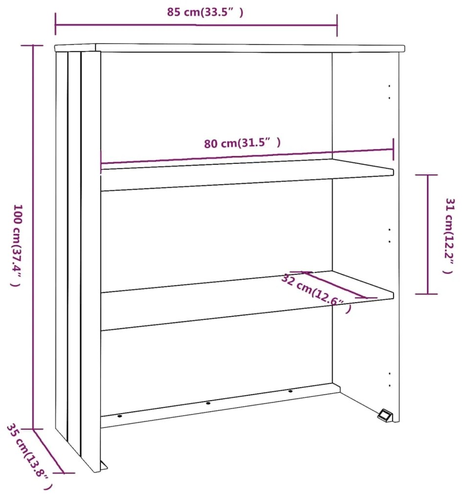 Blat pentru servanta, gri deschis, 85x35x100 cm, lemn masiv pin 1, Gri deschis