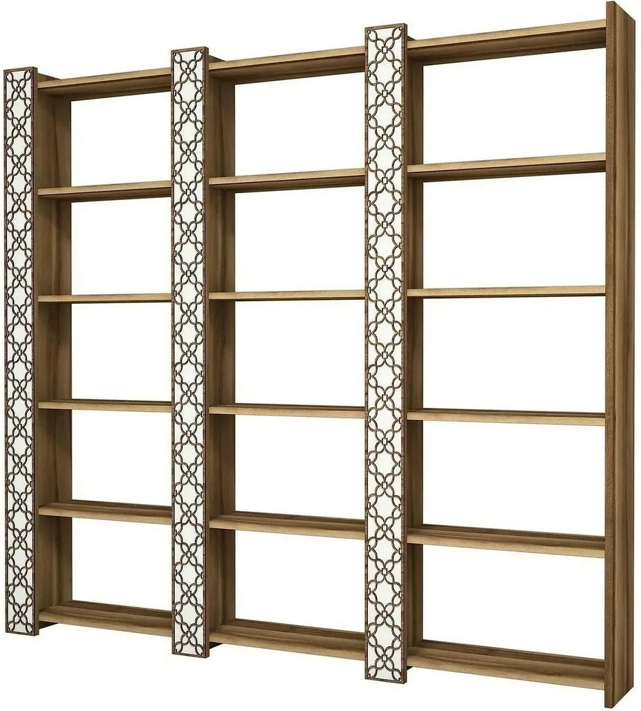 Biblioteca CITY 3, alb/alun, PAL melaminat, 185x24x170 cm