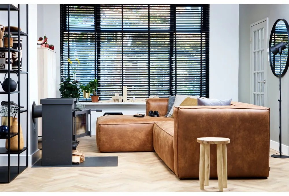 Colțar din piele reciclată WOOOD Bean, maro