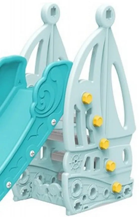 Tobogan Pentru Copii NOVOKIDS™ Nala Castle , Pentru Interior si Exterior, 185 centimetri panta alunecare, Maxim 40 Kg, Model Castel , Albastru