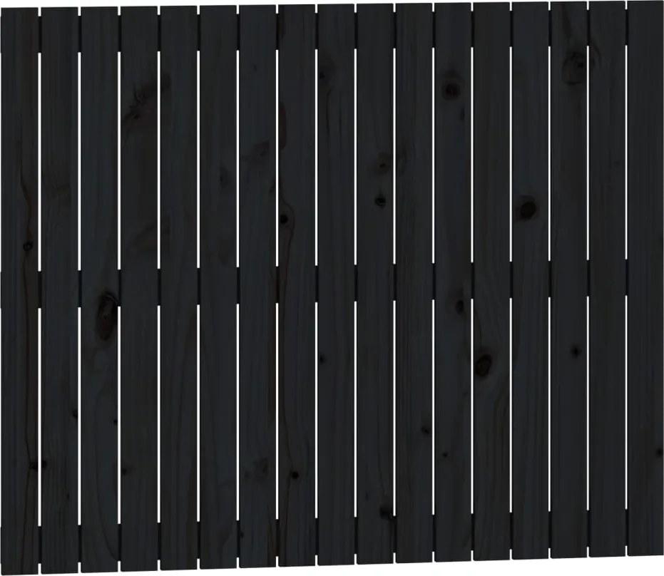 vidaXL Tăblie de pat pentru perete, negru, 108x3x90 cm, lemn masiv pin