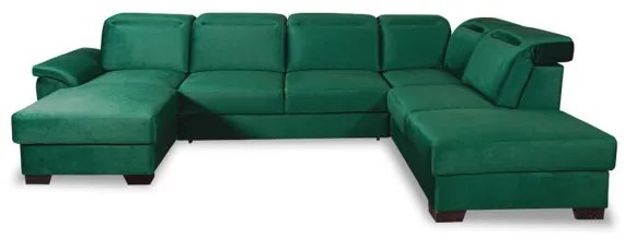 Coltar U Extensibil Cu Lada Dax, Dreapta, Tetiere Reglabile, Verde, 375 Cm