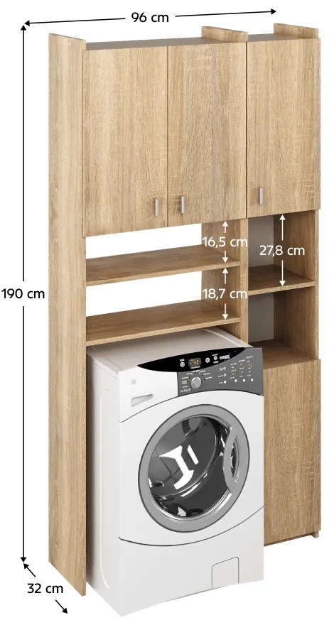 Dulap deasupra mașinii de spălat MIRALI, stejar sonoma