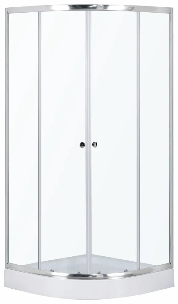 Cabină de duș curbată Leo 80 cromată cu cădiță de duș
