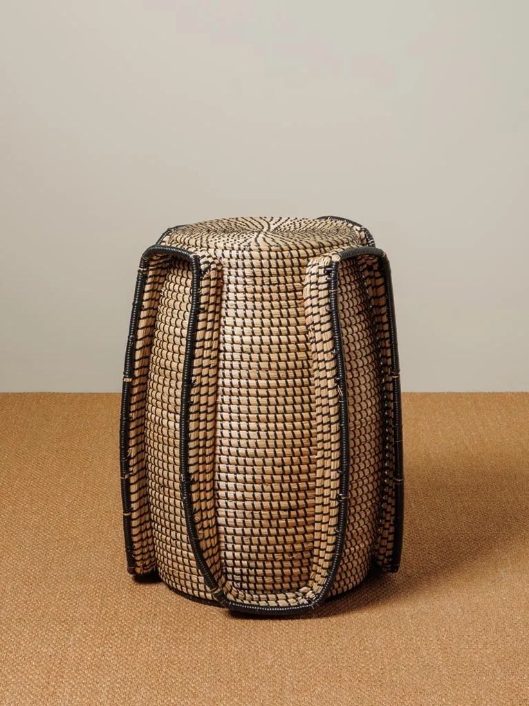 Taburet, din seagrass si metal, Quadrumac