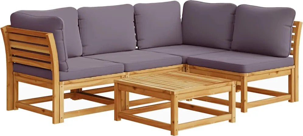 vidaXL Set mobilier de grădină cu perne, 5 buc., lemn masiv acacia