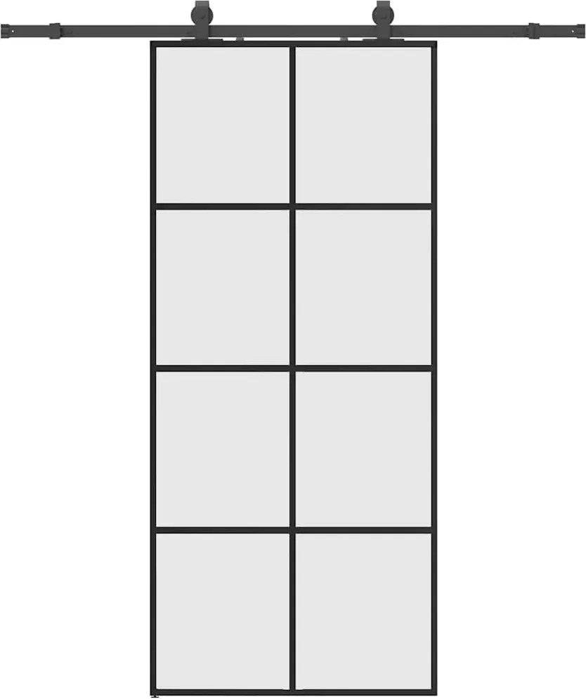 vidaXL Ușă glisantă cu set de feronerie neagră 90x205 cm Sticlă ESG