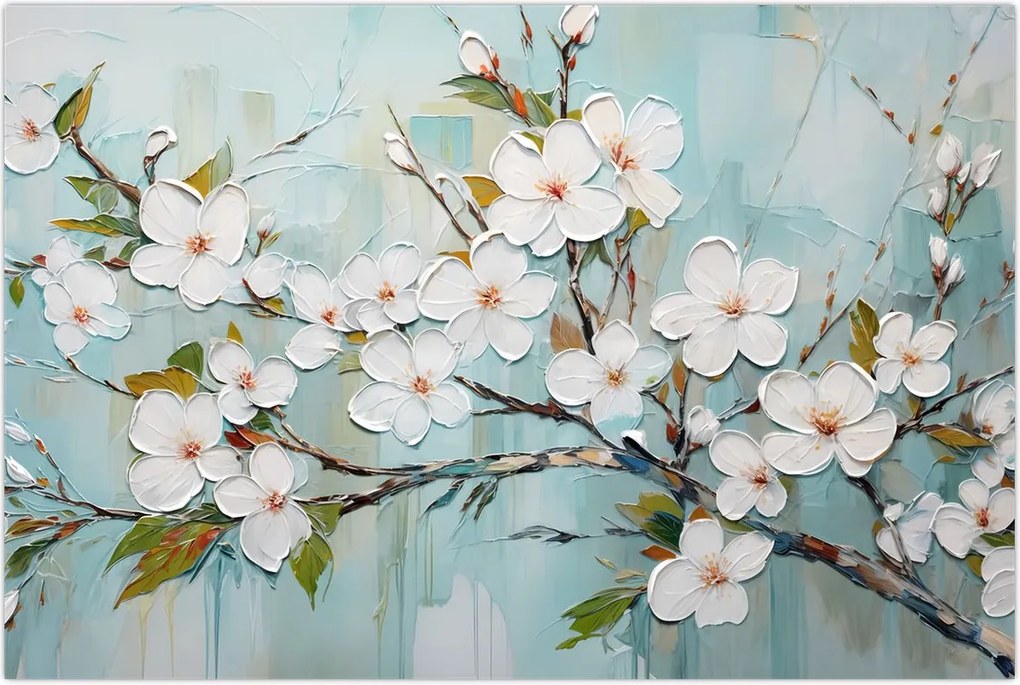 Tablou - Pictură, ramuri de copac înflorit (90x60 cm)