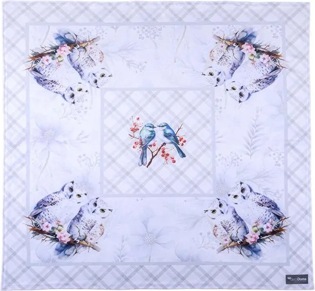 decoDoma Faţă de masă centrală PĂSĂRI DE IARNĂ 85 x 85 cm