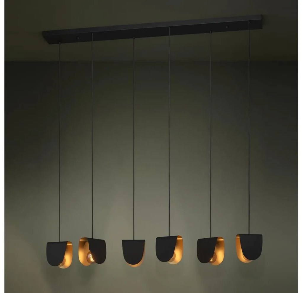 Lustră pe cablu Eglo 390184 SERENARA 6xE27/40W/230V negru/auriu