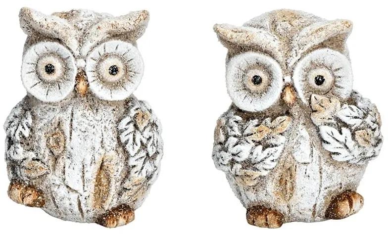Decoratiune Petite Owl 11 cm din lut maro - modele diverse