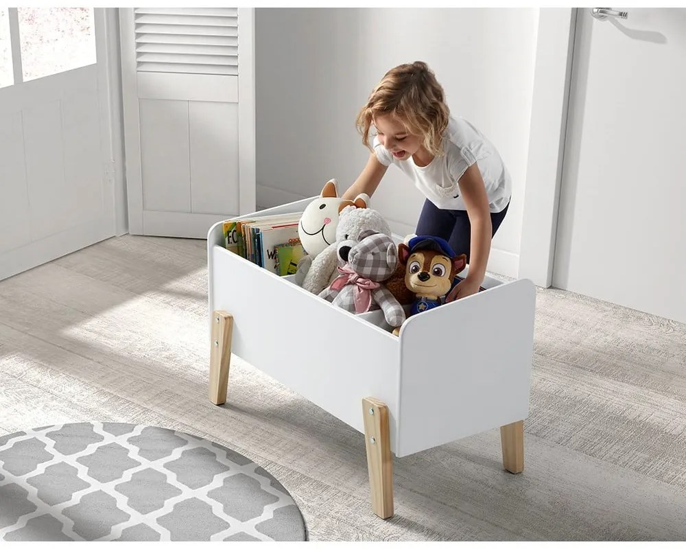 Bibliotecă de copii albă din lemn masiv de pin 84x48 cm KIDDY – Vipack