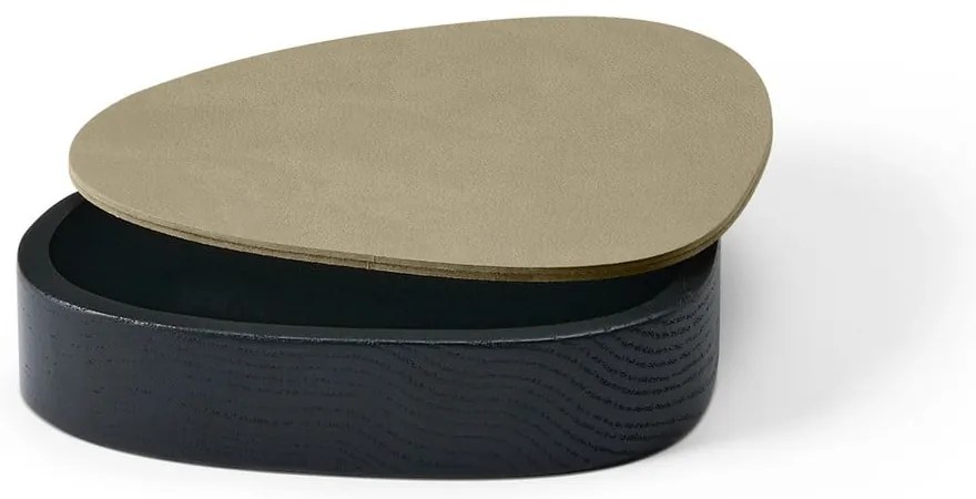 Cutie de depozitare verde-neagră din lemn și din piele ecologică cu capac, decorativă 14x12,5x3,5 cm Curve Nupo – LIND DNA