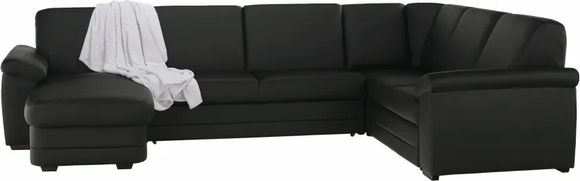 Colţar în formă de U, piele ecologică neagră, model stânga, BITER U