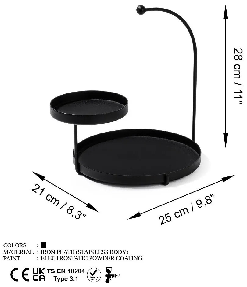 Suport bijuterii Knidos Negru 25x28x21 cm