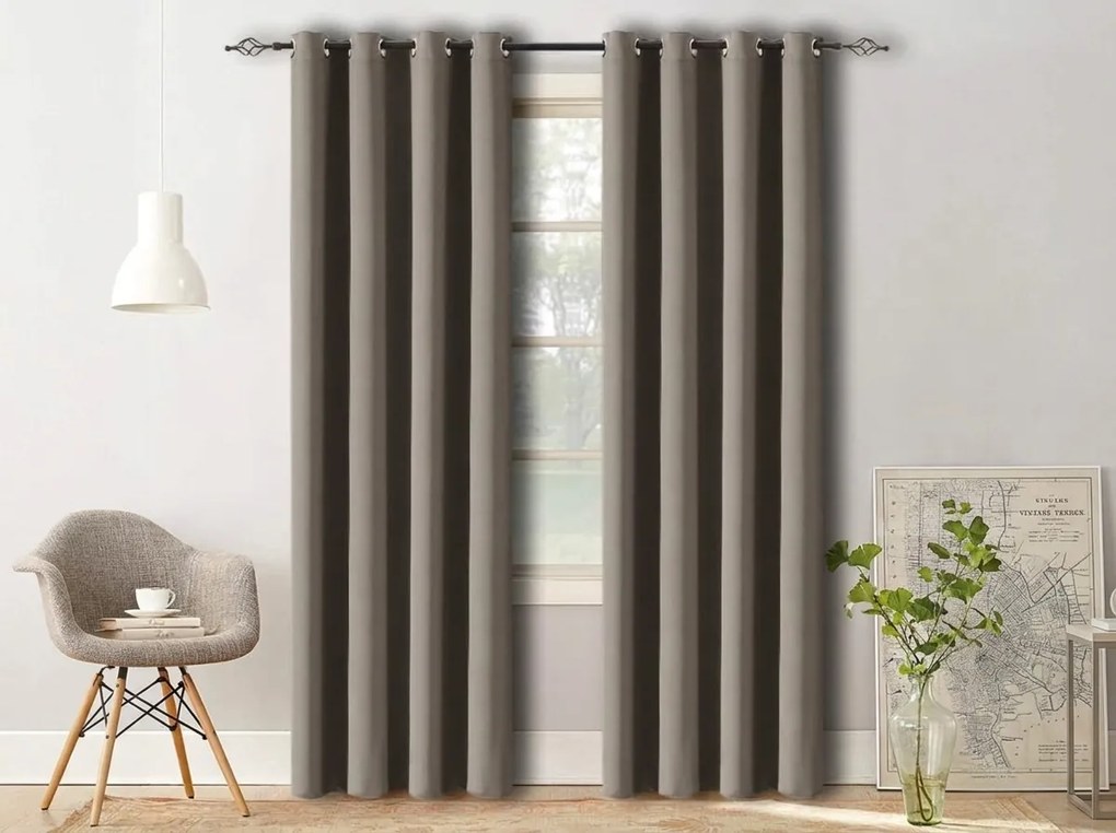 Draperie gri-maro OXFORD 140x250 cm Agatat: Inele metalice