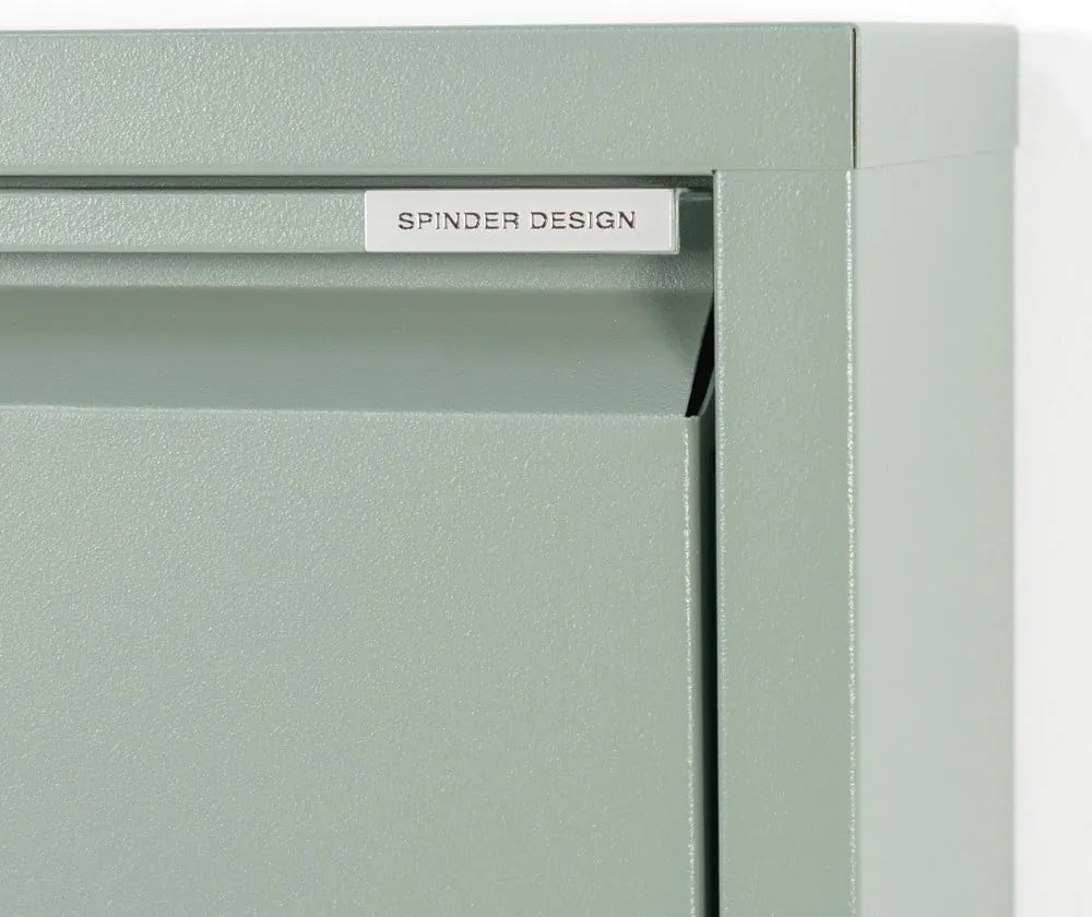 Pantofar verde prăfuit cu deschidere înclinată din metal 50x103x15 cm Billy – Spinder Design