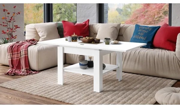 Măsuță de cafea pliabilă cu raft LIA alb